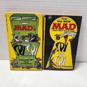 Vintage 1960s Spy vs. Spy Paperback Set: Secret File & Follow-Up File by Prohías
